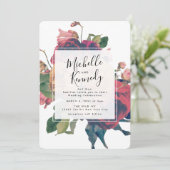 Antiek Rozen  Bohemian Wedding Uitnodiging (Staand voorkant)