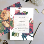 Antiek Rozen  Boho Wedding Invitation Kaart<br><div class="desc">Antiek kleurrijke rozen voor een prachtige bohemen bruiloft.  floralen. Rood en roze rozen. Stylish Boho bruiloft.</div>