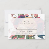 Antiek Rozen Botanische Fete Wedding RSVP-kaart RSVP Kaartje (Voorkant)