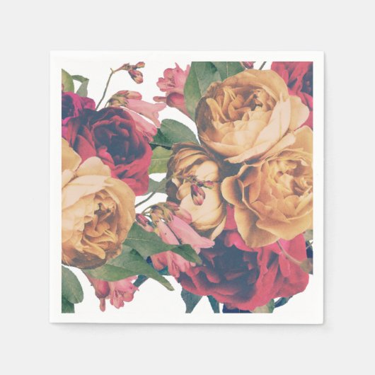 Antiek Rozen Botanische Fete Wedding Table Napkins Servet (Voorkant)