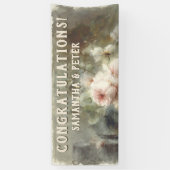 Antiek Rozen Elegante Zacht Roze Waterverf Bloemen Spandoek (Verticaal)