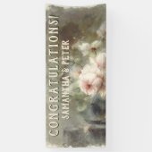 Antiek Rozen Elegante Zacht Roze Waterverf Bloemen Spandoek (Verticaal)