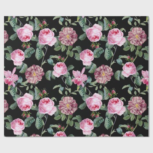 Antiek  Rozen en Orchideeën Cadeaupapier (Vlak)