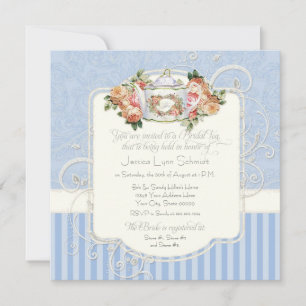  Antiek Rozen Floral Bouquet Blue White Kaart