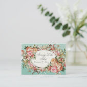  Antiek Rozen Floral Bouquet Modern Aqua Visitekaartje (Staand voorkant)