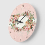 Antiek Rozen Floral Bouquet Moderne Swirls Grote Klok (Hoek)