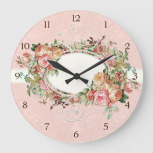 Antiek Rozen Floral Bouquet Moderne Swirls Grote Klok