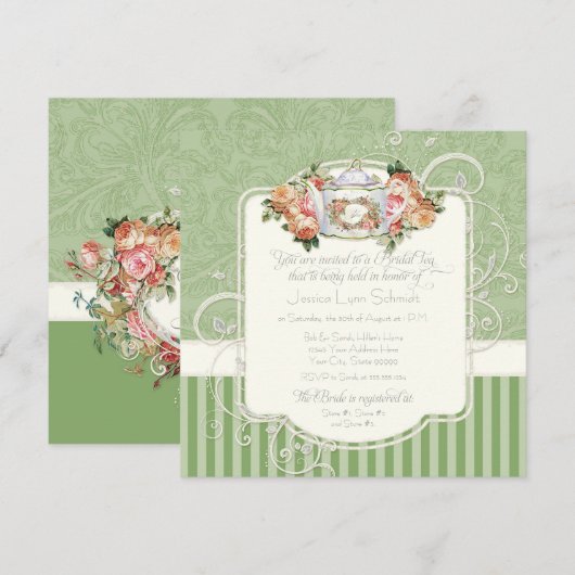  Antiek Rozen Floral Bouquet Moderne Swirls Kaart (Voorkant / Achterkant)