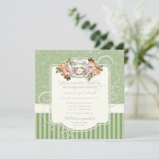  Antiek Rozen Floral Bouquet Moderne Swirls Kaart (Staand voorkant)