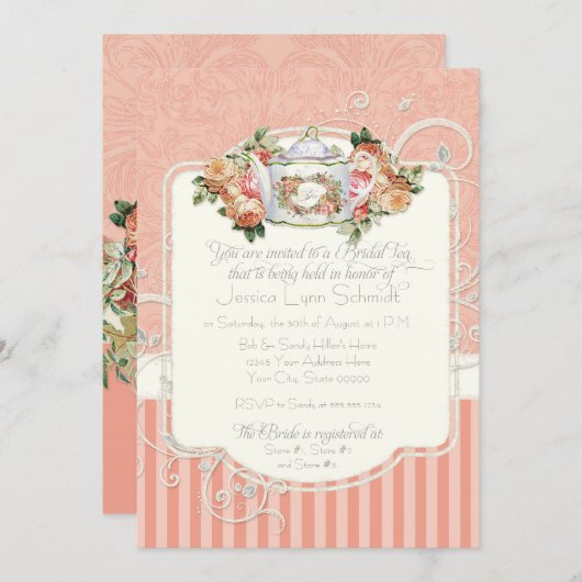  Antiek Rozen Floral Bouquet Moderne Swirls Kaart (Voorkant / Achterkant)