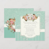 Antiek Rozen Floral Bouquet Moderne Swirls Kaart (Voorkant / Achterkant)