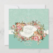 Antiek Rozen Floral Bouquet Moderne Swirls Kaart (Achterkant)