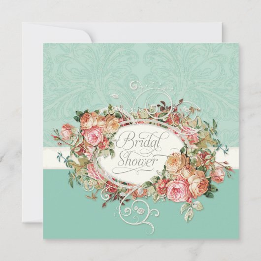 Antiek Rozen Floral Bouquet Moderne Swirls Kaart (Achterkant)