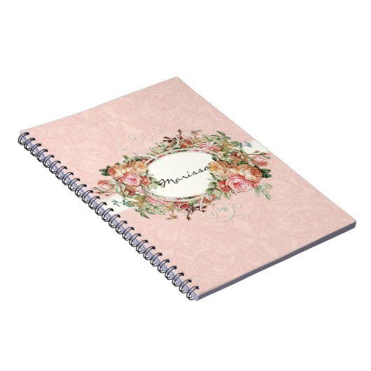  Antiek Rozen Floral Bouquet Moderne Swirls Notitieboek (Rechterzijde)