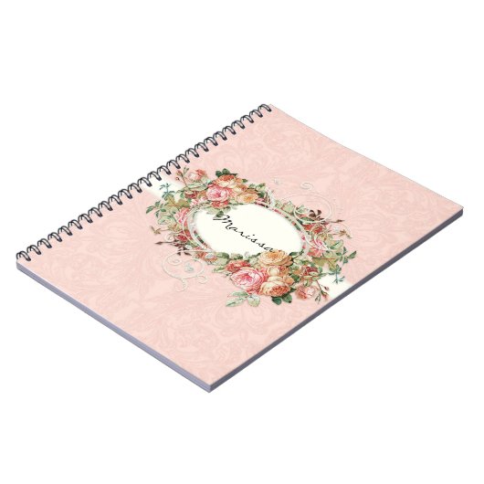  Antiek Rozen Floral Bouquet Moderne Swirls Notitieboek (Linkerzijde)