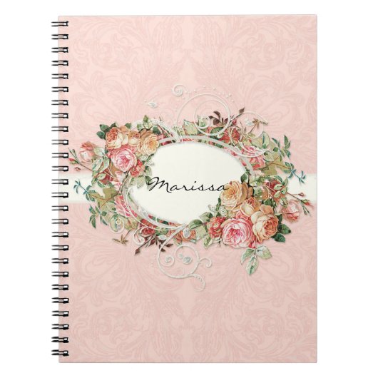  Antiek Rozen Floral Bouquet Moderne Swirls Notitieboek (Voorkant)
