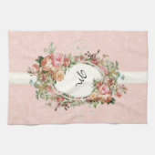 Antiek Rozen Floral Bouquet Moderne Swirls Theedoek (Horizontaal)