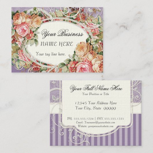  Antiek Rozen Floral Bouquet Moderne Swirls Visitekaartje (Voorkant / Achterkant)
