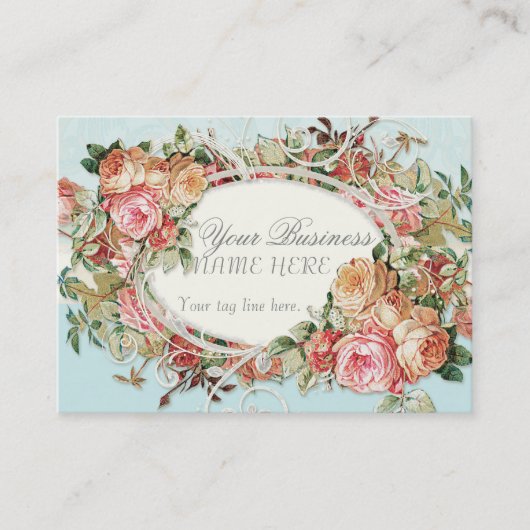  Antiek Rozen Floral Bouquet Moderne Swirls Visitekaartje (Voorkant)