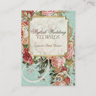 Antiek Rozen Floral Bouquet Moderne Swirls Visitekaartje