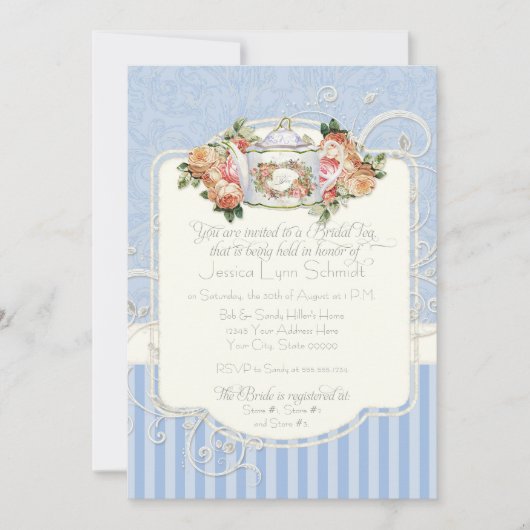  Antiek Rozen Floral Bouquet Periwinkle Kaart (Voorkant)