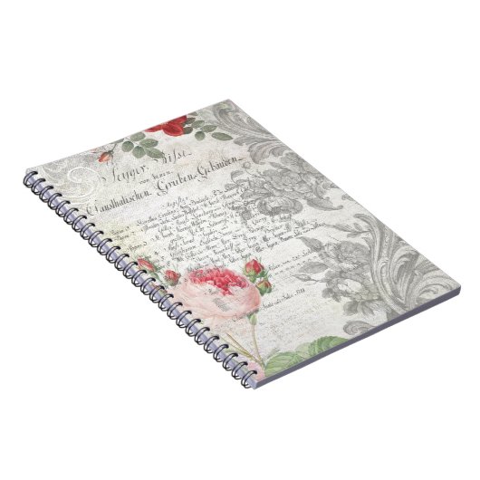 Antiek Rozen, gegraveerde Scroll & Script Notitieboek (Rechterzijde)