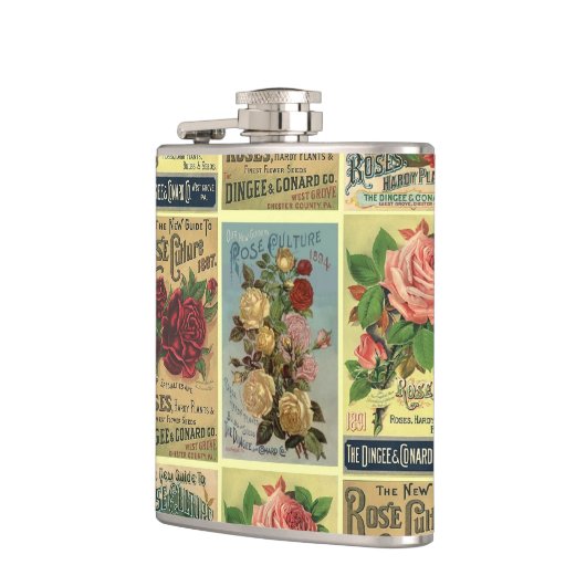 Antiek Rozen Hirloom Roos Tuinfles Heupfles (Links)