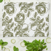 Antiek Rozen in Golden en White Towel Theedoek (Gevouwen)