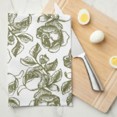 Antiek Rozen in Golden en White Towel Theedoek (Quarter Fold)