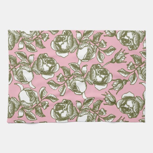 Antiek Rozen in goud en witte roze handdoek (Horizontaal)