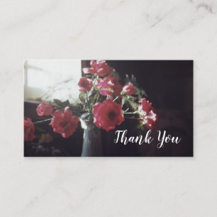 Antiek Rozen in Vase Floral Dank u Roos Visitekaartje