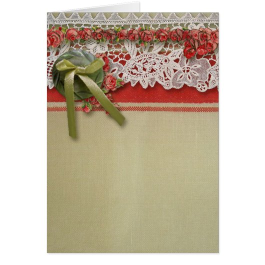 Antiek Rozen kant rustieke rode Victoriaans Burlap (Voorkant)