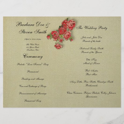 Antiek Rozen kant rustieke rode Victoriaans Burlap (Achterkant)