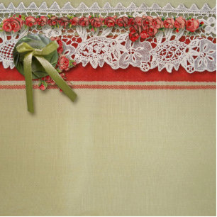 Antiek Rozen kant rustieke rode Victoriaans Burlap Fotobeeldje Magneet