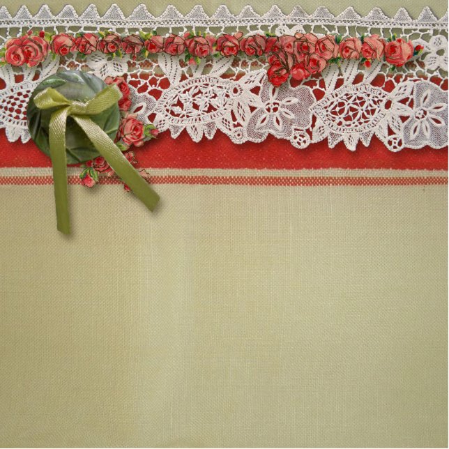 Antiek Rozen kant rustieke rode Victoriaans Burlap Fotobeeldje Magneet (Voorkant)