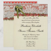 Antiek Rozen kant rustieke rode Victoriaans Burlap Kaart (Voorkant / Achterkant)