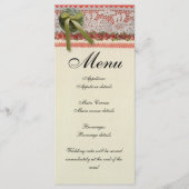 Antiek Rozen kant rustieke rode Victoriaans Burlap Menu (Voorkant)