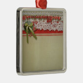 Antiek Rozen kant rustieke rode Victoriaans Burlap Metalen Ornament (Rechts)