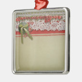 Antiek Rozen kant rustieke rode Victoriaans Burlap Metalen Ornament (Links)