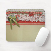 Antiek Rozen kant rustieke rode Victoriaans Burlap Muismat (Met muis)