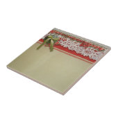 Antiek Rozen kant rustieke rode Victoriaans Burlap Tegeltje (Zijkant)