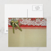 Antiek Rozen kant rustieke rode Victoriaans Burlap Uitnodiging Briefkaart (Voorkant / Achterkant)