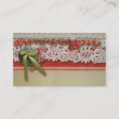 Antiek Rozen kant rustieke rode Victoriaans Burlap Visitekaartje (Achterkant)