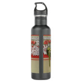 Antiek Rozen kant rustieke rode Victoriaans Burlap Waterfles (Achterkant)