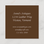 Antiek Rozen Mauve Chocolate Brown Vierkante Visitekaartje (Achterkant)