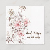 Antiek Rozen Mauve Chocolate Brown Vierkante Visitekaartje (Voorkant)