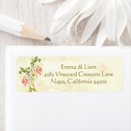 Antiek Rozen retouradresslabels Etiket (Insitu)