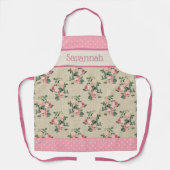 Antiek Rozen | Roze en witte pokadots Schort (Voorkant)