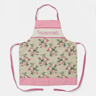 Antiek Rozen   Roze en witte pokadots Schort