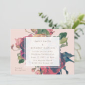 Antiek Rozen  uitnodiging tot weddenschap met roze (Staand voorkant)
